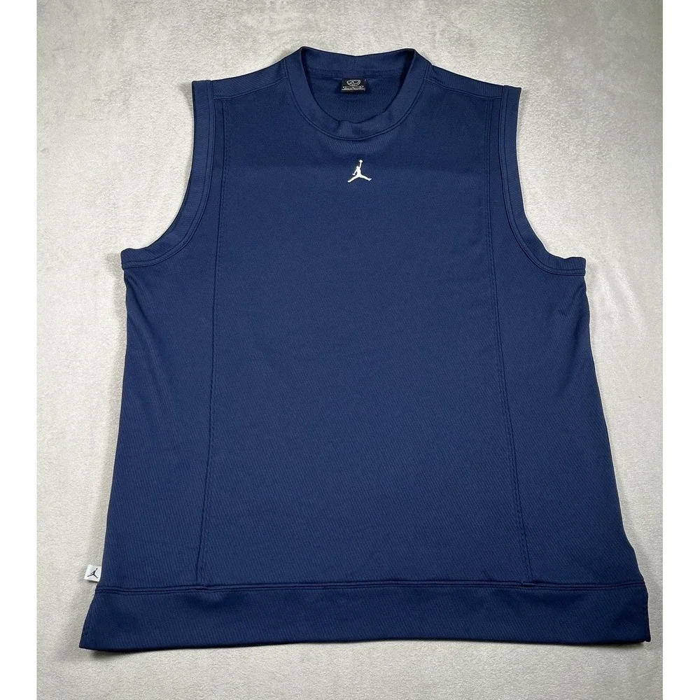 Nike Air Jordan Sleeveless Shirt Men L Navy *20th Anniversary* Center‎ Jumpman